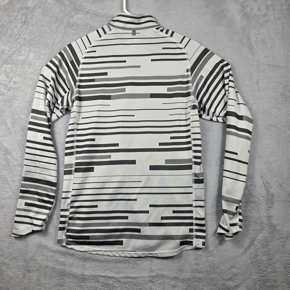 Nike Running 1/4 Zip Mens Small Grey Black Excellent Dri-FIT Striped Pullover - Picture 3 of 9